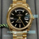 GS Factory Replica Rolex Day-Date II 40MM Black Dial Yellow Gold Case Watch 
